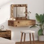 Mesa de Tocador Montada en la Pared  con Luces LED de Madera Antigua | Foro24.es | Tu tienda online para hogar, jardín y más Foro24.es