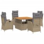 Set comedor de jardín 5 pzas con cojines ratán sintético beige en Conjuntos de jardín | Comprar online en Foru.es