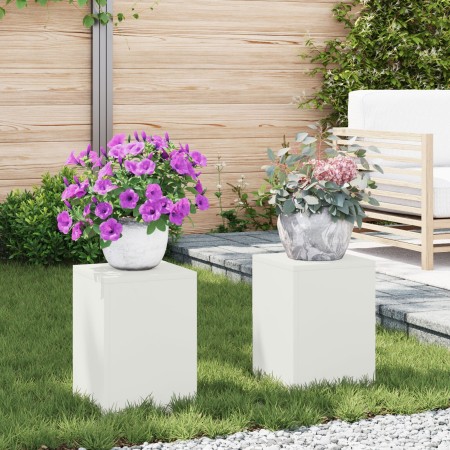 Soportes de Plantas para Exteriores Pilar 2 pcs Blanco 24x24x35 cm Acero de , Soportes para macetas - Ref: Foro24-865807, Pre...