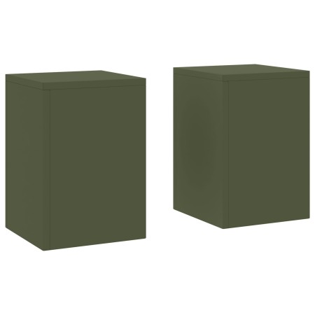 Soportes para Plantas de Exterior  Pilar 2 pcs Verde Oliva 24x24x35 cm Acero | Foro24.es | Tu tienda online para hogar, jardín y más Foro24.es