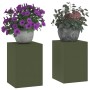 Soportes para Plantas de Exterior  Pilar 2 pcs Verde Oliva 24x24x35 cm Acero | Foro24.es | Tu tienda online para hogar, jardín y más Foro24.es