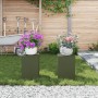 Soportes para Plantas de Exterior  Pilar 2 pcs Verde Oliva 24x24x35 cm Acero | Foro24.es | Tu tienda online para hogar, jardín y más Foro24.es