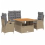 Set de comedor jardín con cojines 4 pzas ratán sintético beige en Conjuntos de jardín | Comprar online en Foru.es