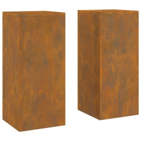 Soportes de Plantas para Exterior Pilar 2 pcs 24x24x55 cm Acero Weathering de , Soportes para macetas - Ref: Foro24-865819, P...