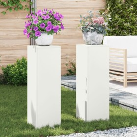 Soportes para Plantas de Exterior Pilar 2 pcs Blanco 24x24x75 cm Acero de , Soportes para macetas - Ref: Foro24-865821, Preci...
