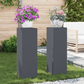 Soportes para Plantas Exteriores Pilar 2 pcs Antracita 24x24x75 cm Acero de , Soportes para macetas - Ref: Foro24-865822, Pre...