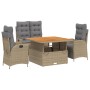Set de comedor jardín con cojines 4 pzas ratán sintético beige en Conjuntos de jardín | Comprar online en Foru.es