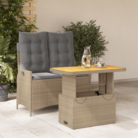 Set comedor de jardín 2 pzas con cojines ratán sintético beige en Conjuntos de jardín | Comprar online en Foru.es