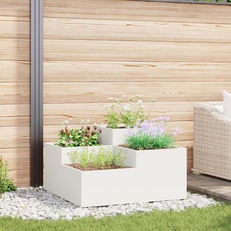 Macetero de jardín 80x80x48 cm Acero Blanco de , Maceteros y jardineras - Ref: Foro24-865842, Precio: 121,73 €, Descuento: -5%%