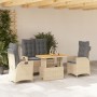 Set de comedor jardín con cojines 4 pzas ratán sintético beige en Conjuntos de jardín | Comprar online en Foru.es
