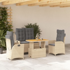 Set de comedor jardín con cojines 4 pzas ratán sintético beige en Conjuntos de jardín | Comprar online en Foru.es