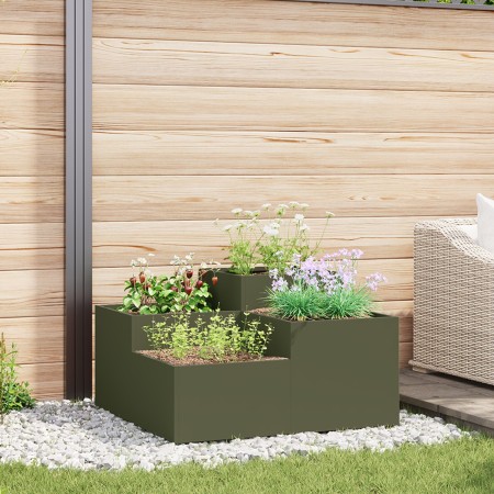 Maceta de Jardín 100x100x48 cm Verde Oliva Acero de , Maceteros y jardineras - Ref: Foro24-865851, Precio: 144,41 €, Descuent...