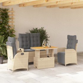 Set de comedor jardín con cojines 4 pzas ratán sintético beige en Conjuntos de jardín | Comprar online en Foru.es