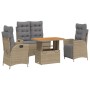 Set de comedor jardín con cojines 4 pzas ratán sintético beige en Conjuntos de jardín | Comprar online en Foru.es