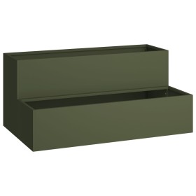 Macetero de jardín de 2 niveles 100x60x45 cm Verde oliva Acero de , Maceteros y jardineras - Ref: Foro24-865872, Precio: 105,...