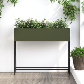 Jardinera Elevada 100x26x82 cm Verde Oliva Acero de , Maceteros y jardineras - Ref: Foro24-865879, Precio: 103,84 €, Descuent...