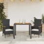 Set comedor de jardín 3 pzas con cojines ratán sintético negro en Conjuntos de jardín | Comprar online en Foru.es
