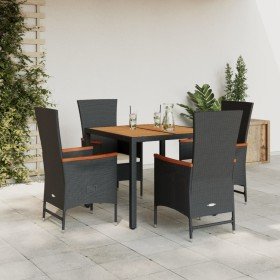 Set de muebles jardín 5 pzas con cojines ratán sintético negro en Conjuntos de jardín | Comprar online en Foru.es