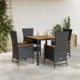 Set de muebles jardín 5 pzas con cojines ratán sintético negro en Conjuntos de jardín | Comprar online en Foru.es