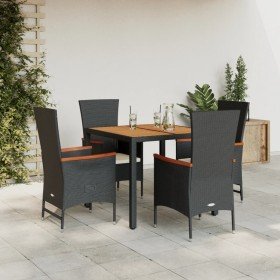 Set de muebles jardín 5 pzas con cojines ratán sintético negro en Conjuntos de jardín | Comprar online en Foru.es