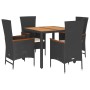 Set de muebles jardín 5 pzas con cojines ratán sintético negro en Conjuntos de jardín | Comprar online en Foru.es
