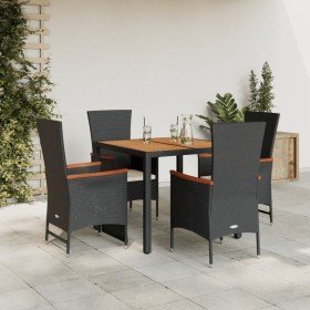 Set de muebles jardín 5 pzas con cojines ratán sintético negro en Conjuntos de jardín | Comprar online en Foru.es