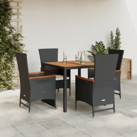 Set de muebles jardín 5 pzas con cojines ratán sintético negro en Conjuntos de jardín | Comprar online en Foru.es