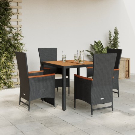 Set de muebles jardín 5 pzas con cojines ratán sintético negro en Conjuntos de jardín | Comprar online en Foru.es