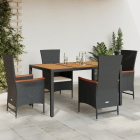 Set de muebles jardín 5 pzas con cojines ratán sintético negro en Conjuntos de jardín | Comprar online en Foru.es