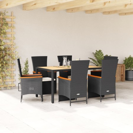 Set de comedor de jardín 7 pzas y cojines ratán sintético negro en Conjuntos de jardín | Comprar online en Foru.es