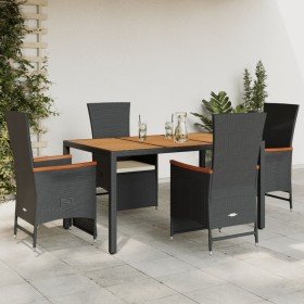 Set de muebles jardín 5 pzas con cojines ratán sintético negro en Conjuntos de jardín | Comprar online en Foru.es