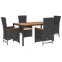 Set de muebles jardín 5 pzas con cojines ratán sintético negro en Conjuntos de jardín | Comprar online en Foru.es