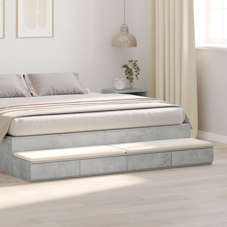 Cajones de Cama Gris Concreto 200x36,5x16,5 cm Madera Engineered de , Mesitas de noche - Ref: Foro24-866918, Precio: 102,44 €...