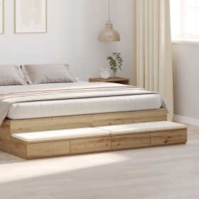 Cajones de Cama de Roble Artesanal 200x36.5x16.5 cm Madera Elaborada de , Mesitas de noche - Ref: Foro24-866922, Precio: 102,...