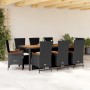 Set de comedor de jardín 9 pzas y cojines ratán sintético negro en Conjuntos de jardín | Comprar online en Foru.es
