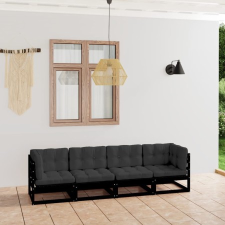 Sofá de jardín 4 plazas con cojines madera maciza de pino de vidaXL, Sofás de exterior - Ref: Foro24-3076413, Precio: 456,19 ...
