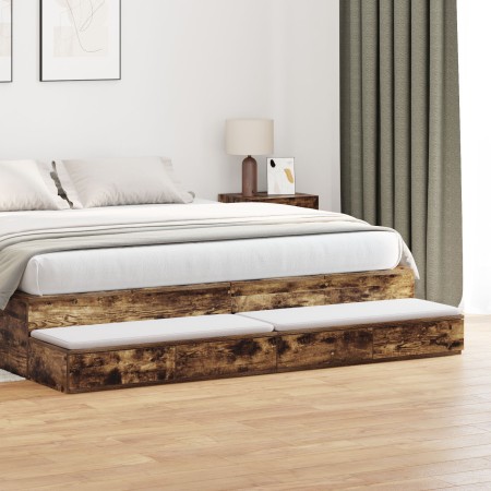 Cajones de Cama  Roble Ahumado 180x36,5x16,5 cm Madera Ingeniada | Foro24.es | Tu tienda online para hogar, jardín y más Foro24.es