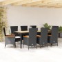 Set de comedor de jardín 9 pzas y cojines ratán sintético negro en Conjuntos de jardín | Comprar online en Foru.es