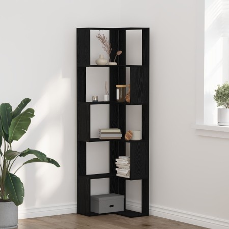 Estante Esquinero de 5 Niveles en Roble Negro 50x50x179 cm de Madera de , Librerías y estanterías - Ref: Foro24-868049, Preci...