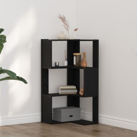 Estantería Esquinera de 3 Niveles Color Roble Negro 50x50x102 cm Madera Ingenierizada de , Librerías y estanterías - Ref: For...