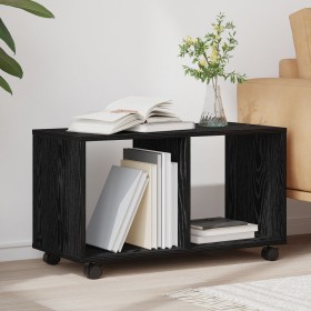 Mesa Auxiliar con Ruedas de Roble Negro 72x33x42,5 cm de Madera Contrachapada de , Mesas auxiliares - Ref: Foro24-868061, Pre...