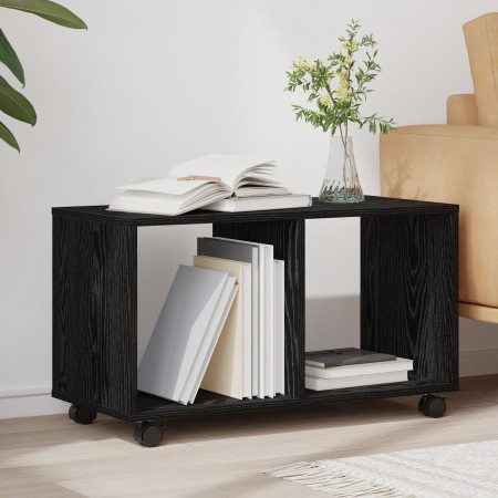 Mesa Auxiliar con Ruedas de Roble Negro 72x33x42,5 cm de Madera Contrachapada de , Mesas auxiliares - Ref: Foro24-868061, Pre...