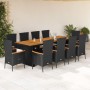 Set de comedor jardín 11 pzas con cojines ratán sintético negro en Conjuntos de jardín | Comprar online en Foru.es