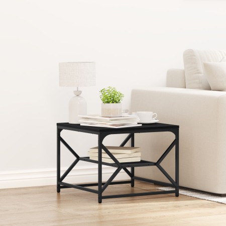 Mesa de café de roble negro con estante, 51x50x40 cm, hecha de madera elaborada de , Mesas de centro - Ref: Foro24-868225, Pr...