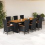 Set de comedor de jardín 9 pzas y cojines ratán sintético negro en Conjuntos de jardín | Comprar online en Foru.es