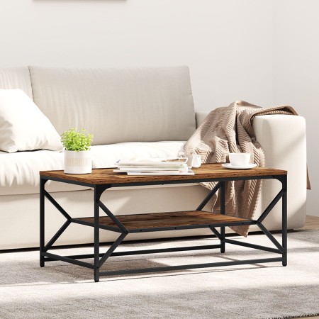 Mesa de café con estante de madera envejecida 90x50x40 cm, hecha de madera de , Mesas de centro - Ref: Foro24-868235, Precio:...