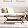 Mesa de café con estante de madera envejecida 90x50x40 cm, hecha de madera de , Mesas de centro - Ref: Foro24-868235, Precio:...