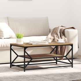Mesa de café con estante de roble artesanal 90x50x40 cm de , Mesas de centro - Ref: Foro24-868236, Precio: 62,04 €, Descuento...
