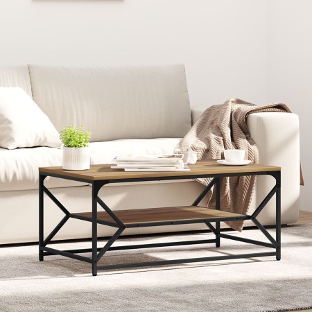 Mesa de café con estante de roble artesanal 90x50x40 cm de , Mesas de centro - Ref: Foro24-868236, Precio: 62,04 €, Descuento...