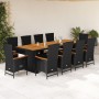 Set de comedor jardín 11 pzas con cojines ratán sintético negro en Conjuntos de jardín | Comprar online en Foru.es
